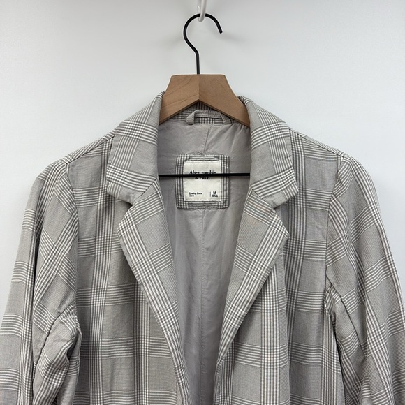 Abercrombie & Fitch Tartan Plaid Relaxed Single Breasted Blazer Jacket Medium - Picture 3 of 10
